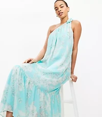 Garden Tie One Shoulder Flounce Midi Dress