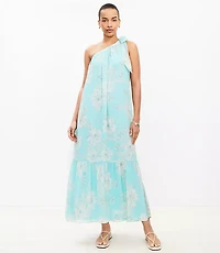 Garden Tie One Shoulder Flounce Midi Dress