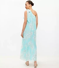 Garden Tie One Shoulder Flounce Midi Dress