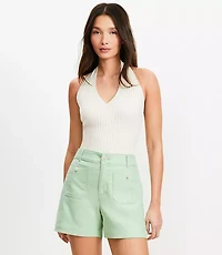 Petite Ribbed V-Neck Halter Sweater