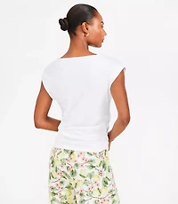 Petite Ruched Boatneck Pocket Tee