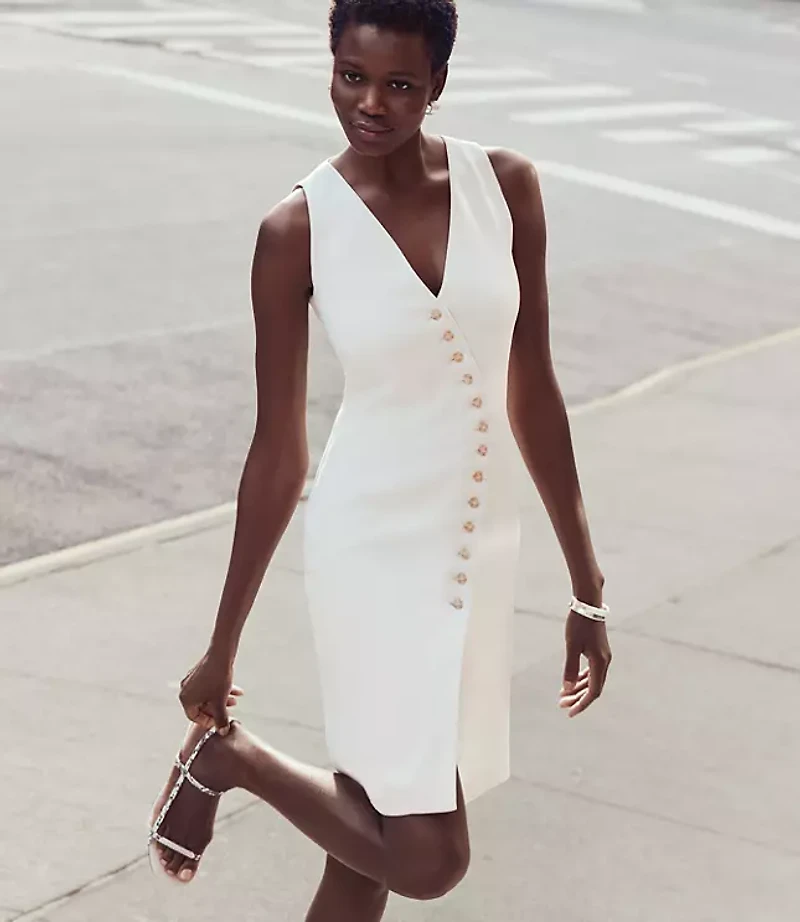 LOFT Versa Crepe Drape Asymmetrical Vest Mini Dress