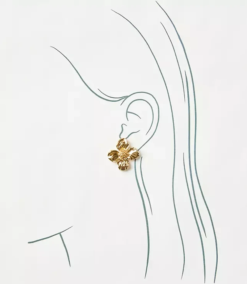 Metal Flower Statement Studs