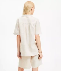 Linen Collared V-Neck Top