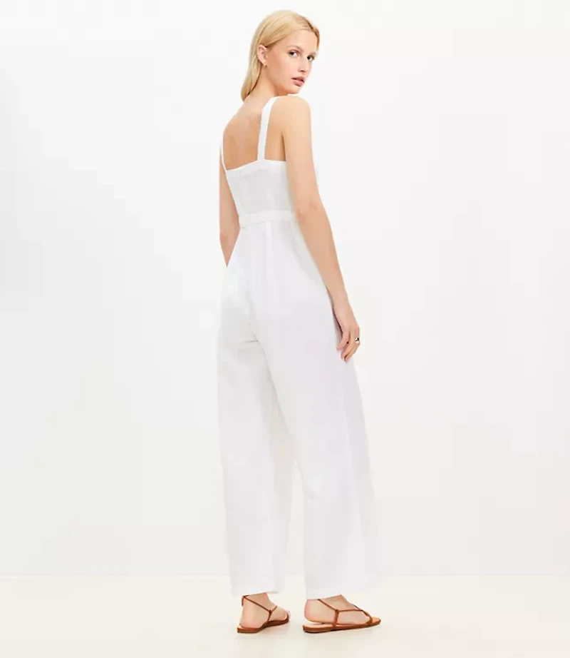 Linen Cotton Strappy Jumpsuit