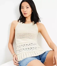 Petite Textured Pointelle Swingy Sweater Tank Top
