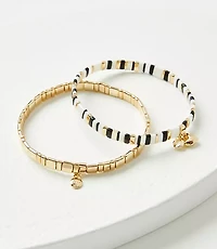 Heart Charm Chicklet Bracelet Set