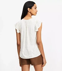 Petite Jungle Mixed Media Flutter Sleeve Top