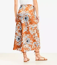 Floral Satin Bias Midi Skirt