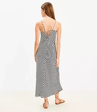 Petite Striped Tie Back Bias Maxi Dress