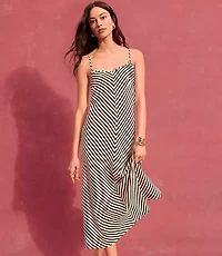 Petite Striped Tie Back Bias Maxi Dress