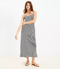 Petite Striped Tie Back Bias Maxi Dress