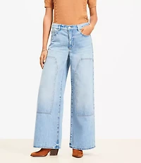 Petite High Rise Wide Leg Carpenter Jeans in Classic Indigo Wash