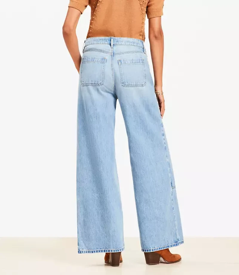 Petite High Rise Wide Leg Carpenter Jeans in Classic Indigo Wash