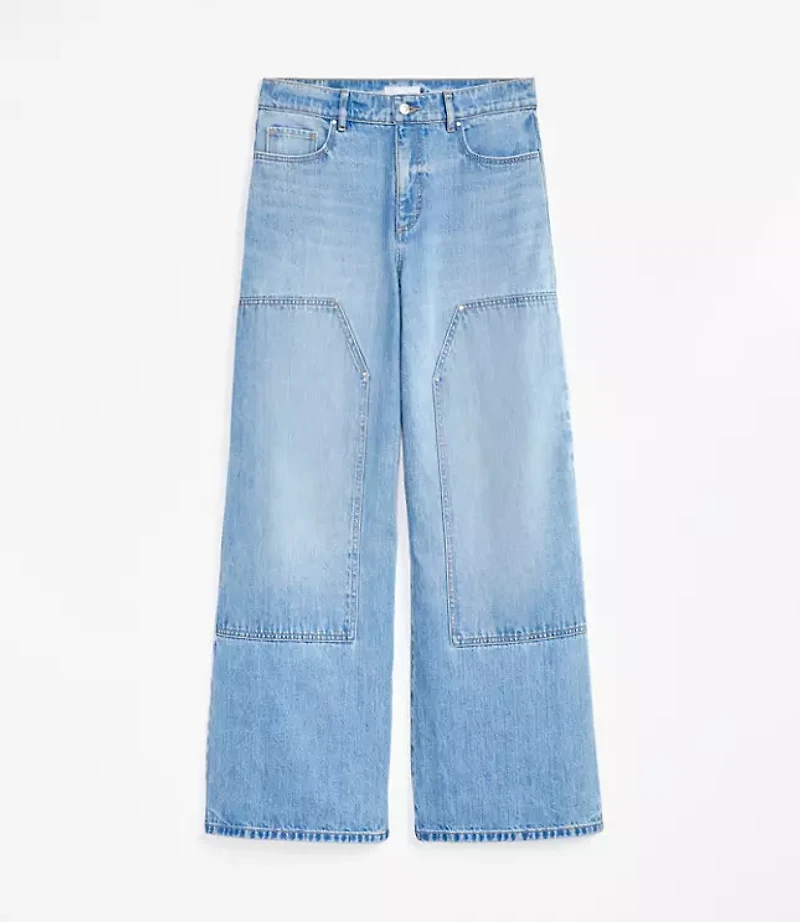 Petite High Rise Wide Leg Carpenter Jeans in Classic Indigo Wash