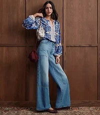 Petite High Rise Wide Leg Carpenter Jeans in Classic Indigo Wash