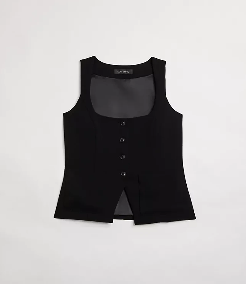 Petite LOFT Versa Crepe Drape Tank Pocket Vest
