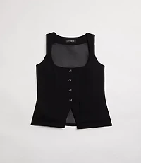 Petite LOFT Versa Crepe Drape Tank Pocket Vest