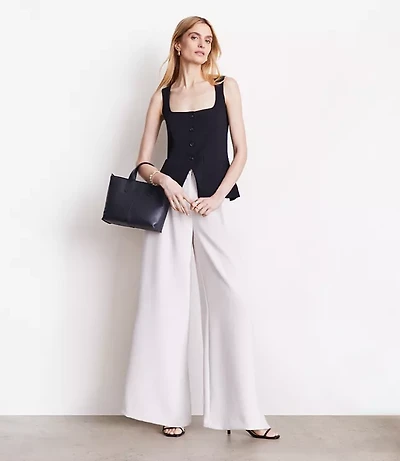 Petite LOFT Versa Crepe Drape Tank Pocket Vest
