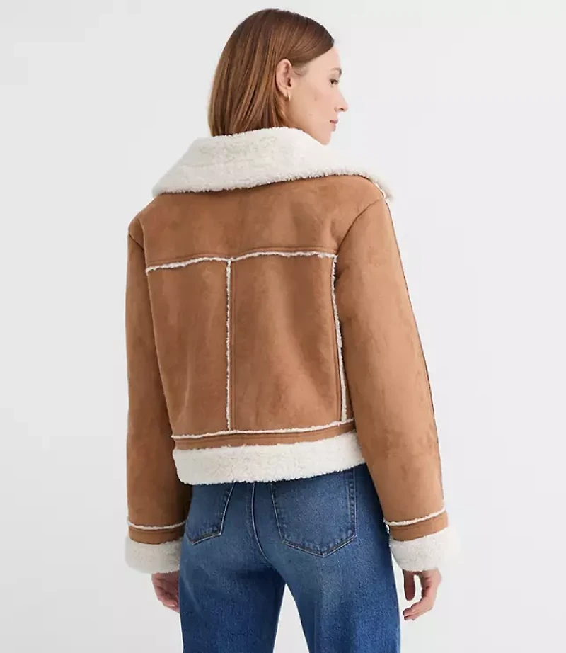 Faux Suede Sherpa Jacket