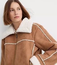 Faux Suede Sherpa Jacket