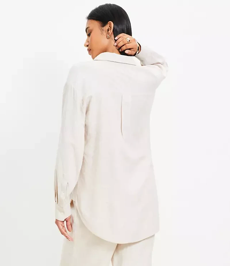 Linen Blend Everyday Oversized Pocket Shirt