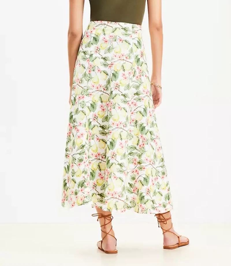 Petite Blossom Linen Blend Midi Skirt