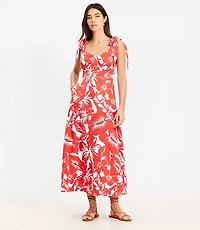 Petite LOFT Beach Tropical Tie Strap Maxi Pocket Dress