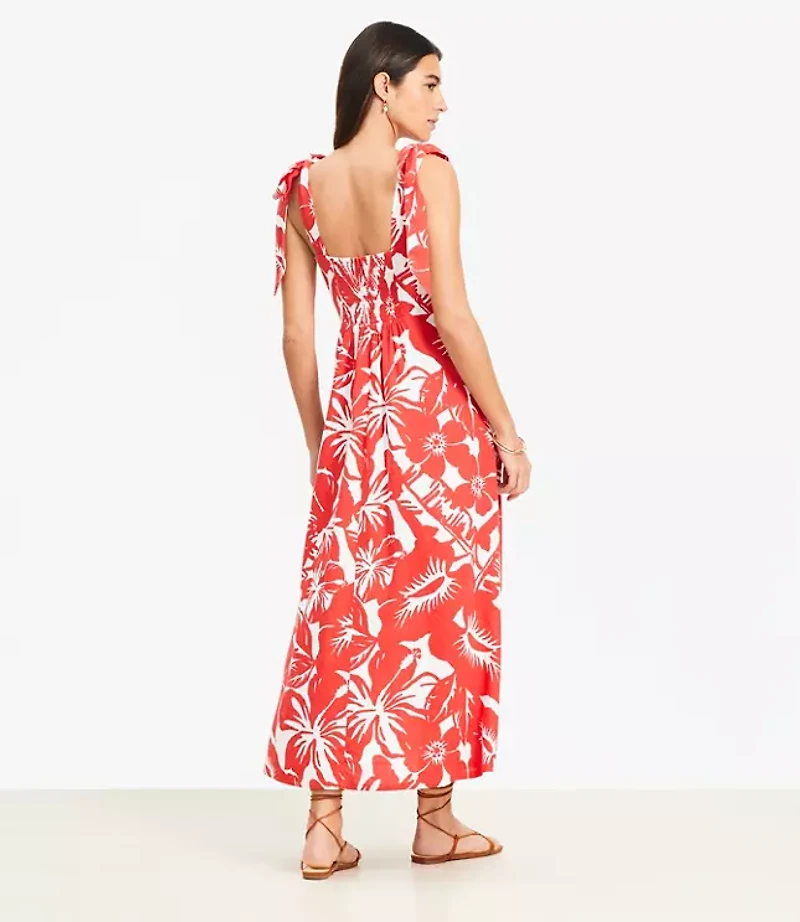 Petite LOFT Beach Tropical Tie Strap Maxi Pocket Dress