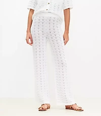 Petite LOFT Beach Pointelle Wide Leg Pants