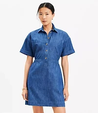 Petite Denim Utility Mini Pocket Dress