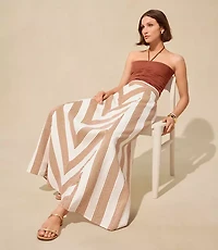 Petite Chevron Linen Blend Midi Skirt