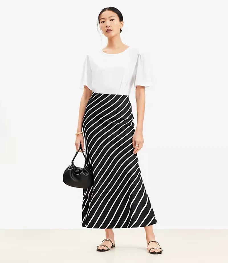 Petite Striped Bias Maxi Skirt