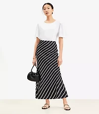 Petite Striped Bias Maxi Skirt