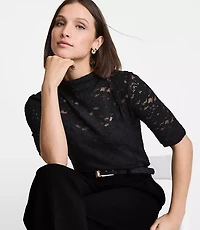 LOFT Versa Lace Elbow Sleeve Turtleneck Top
