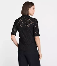 LOFT Versa Lace Elbow Sleeve Turtleneck Top