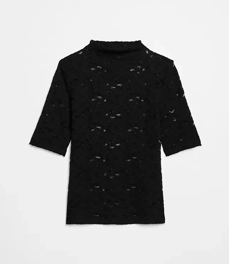 LOFT Versa Lace Elbow Sleeve Turtleneck Top