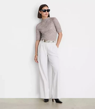 LOFT Versa Lace Elbow Sleeve Turtleneck Top