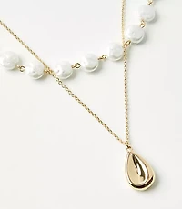 Pearlized Drop Layered Necklace Set