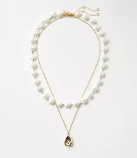 Pearlized Drop Layered Necklace Set