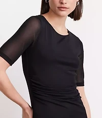 Petite LOFT Versa Stretch Mesh Midi Dress
