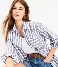 Striped Poplin Everyday Relaxed Pocket Shirt