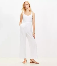 Petite Linen Cotton Strappy Jumpsuit