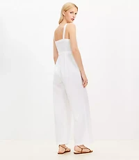 Petite Linen Cotton Strappy Jumpsuit