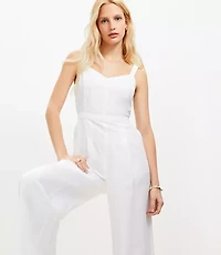 Petite Linen Cotton Strappy Jumpsuit