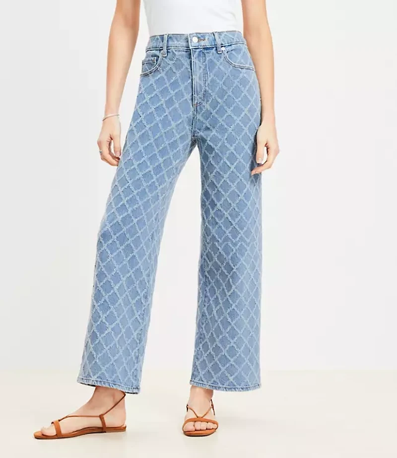 Petite Diamond High Rise Wide Leg Crop Jeans in Mid Stone Wash