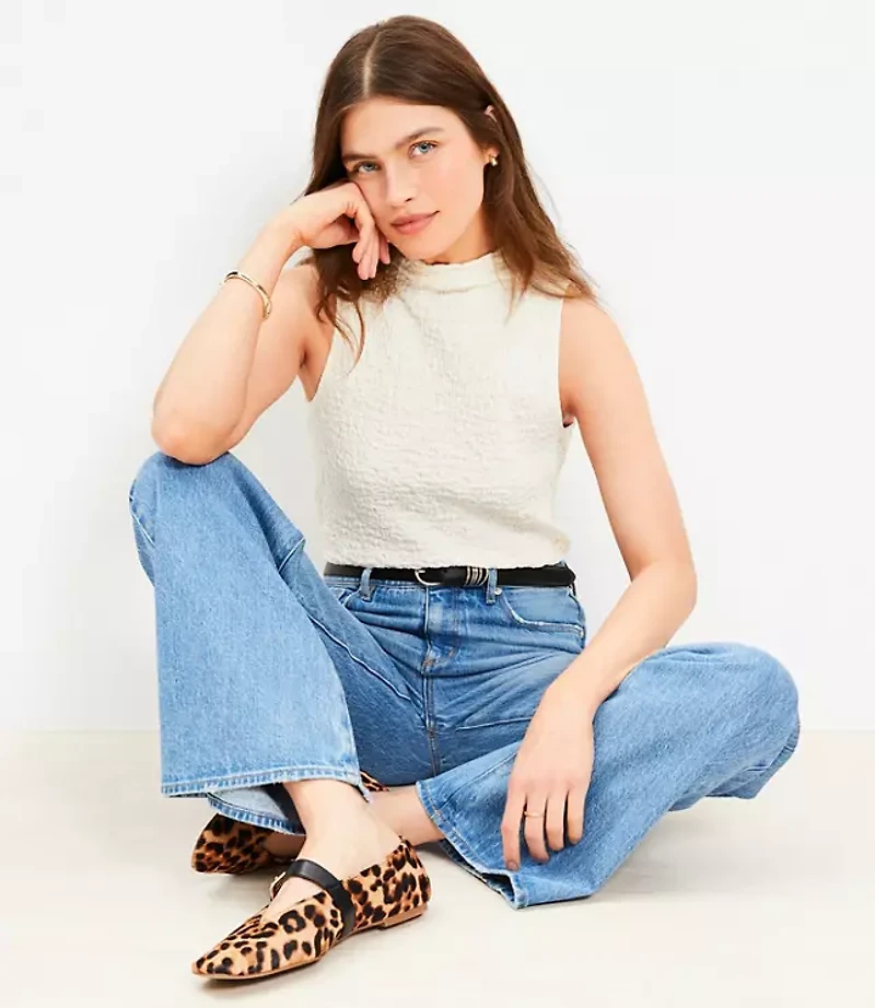 Puckered Mock Neck Top