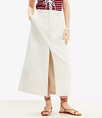 Petite Front Slit Seamed Midi Pocket Skirt