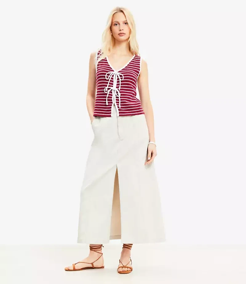 Petite Front Slit Seamed Midi Pocket Skirt
