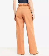 Petite Belted Slim Wide Leg Pants
